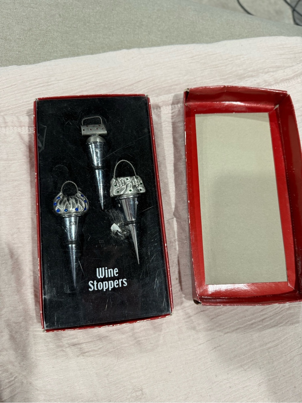 Vintage JC Penny Decorative Silver purse Wine Stoppers - Set of 3